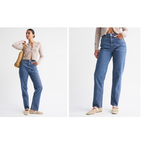 New NWOT Abercrombie & Fitch Curve Love The 90's Relaxed Jeans High Rise 31 12 L - Picture 1 of 10